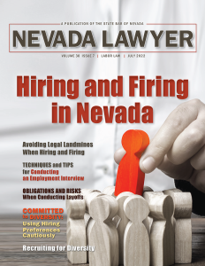Nevada Lawyer Magazine - Hiring and Firing in Nevada